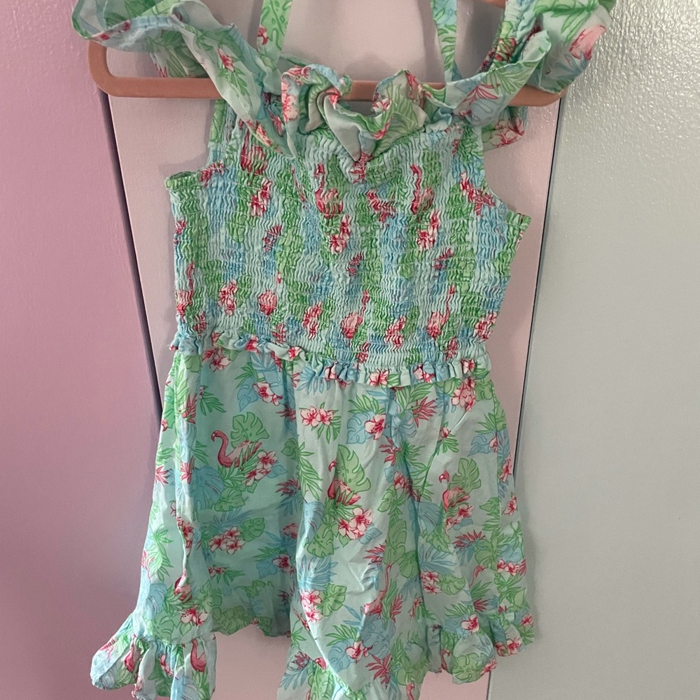 Janie and Jack flamingo dress, girls size 5, great used condition